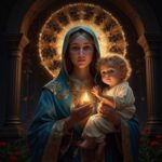 Blessed Virgin Mary with Child Jesus and Candle_ai reframed and filled