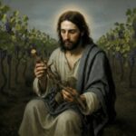 Jesus - grape vines - Septuagesima - Lent - ai expanded_added grapes and leaves and subtle halo_300X300