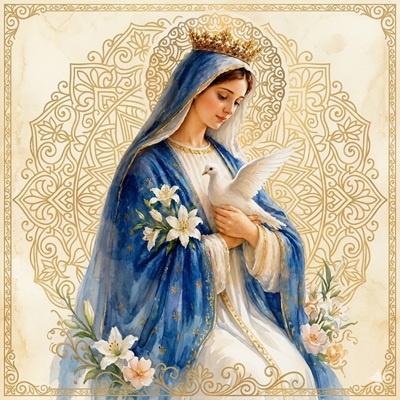 Blessed Virgin Mary, Spouse of the Holy Ghost - Pentecost_ai enhanced_400X400